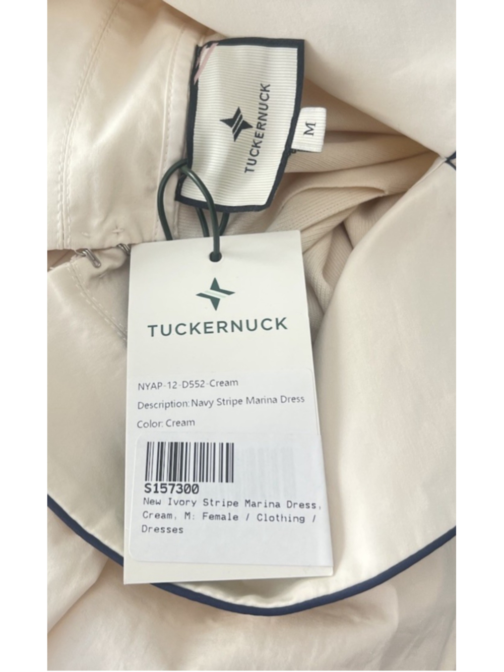 Tuckernuck Ivory Stripe Marina Midi Dress Medium Collared Coastal Nautical Prep - Picture 10 of 10